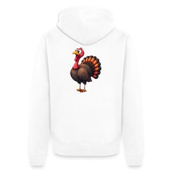 Thanksgiving Lustiger Thanksgiving Truthahn - Unisex Premium Bio Zip Hoodie - Weiß - Hinten - Thijin (182cm)