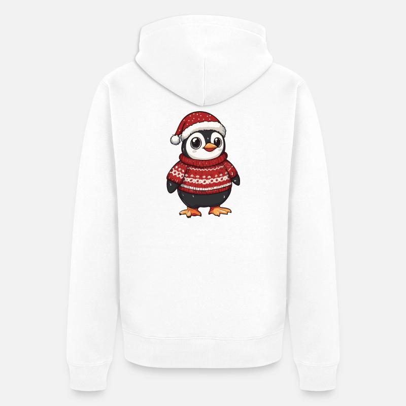 Noël de Noël de Penguin - Veste à capuche bio Premium Unisexe - blanc