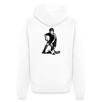 Motif floorball qui fonctionne immédiatement - Veste à capuche bio Premium Unisexe - blanc - Dos - Thijin (182cm)