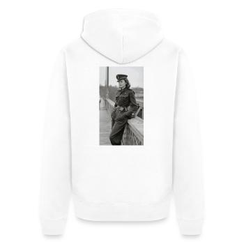 Uniforme militaire de la Seconde Guerre mondiale vintage noir et blanc - Veste à capuche bio Premium Unisexe - blanc - Dos - Thijin (182cm)