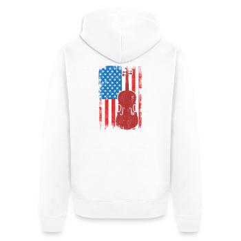 Patriotischer US Violinist - Unisex Premium Bio Zip Hoodie - Weiß - Hinten - Thijin (182cm)