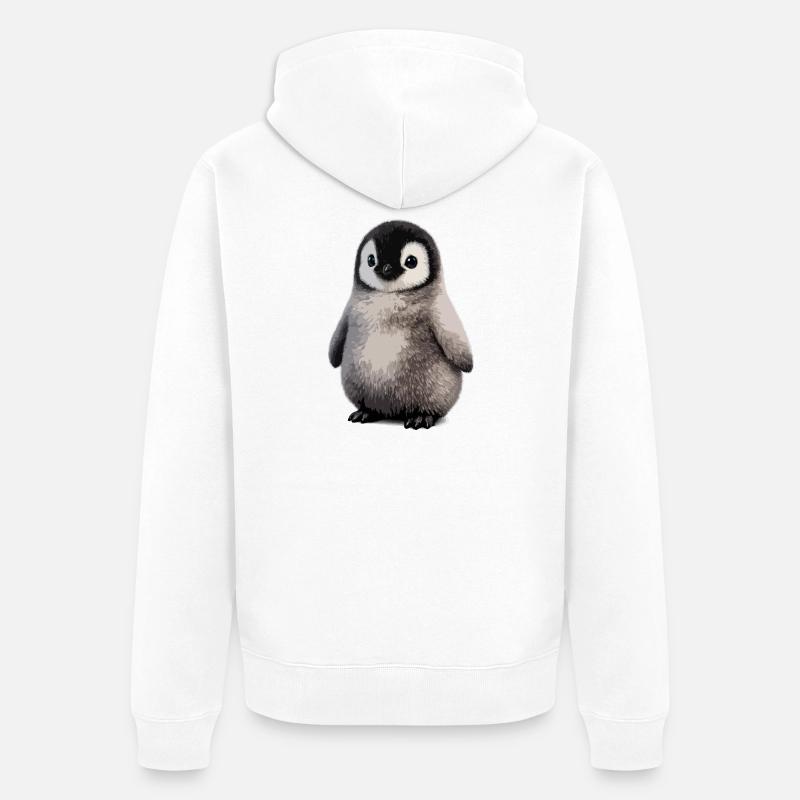 Illustration du poussin de pingouin doux - Veste à capuche bio Premium Unisexe - blanc