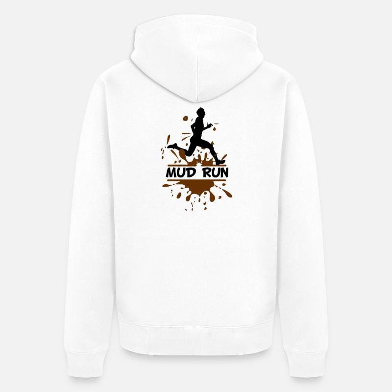 Mud Run Man – Modder Runner - Unisex Premium Bio Zip Hoodie - Weiß
