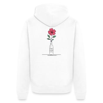 Blume rosa in Weinflasche - Unisex Premium Bio Zip Hoodie - Weiß - Hinten - Thijin (182cm)