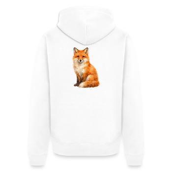 Renard aquarelle dans la forêt - Veste à capuche bio Premium Unisexe - blanc - Dos - Thijin (182cm)