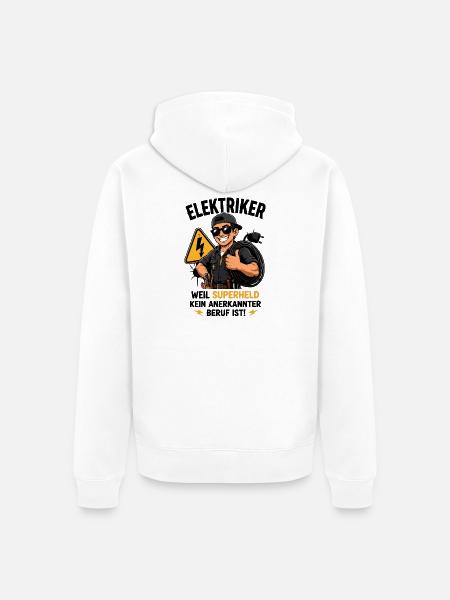 Elektriker Superheld Motiv - Unisex Premium Bio Zip Hoodie - Weiß