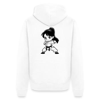 Karate Mädchen Comic Look - Unisex Premium Bio Zip Hoodie - Weiß - Hinten - Thijin (182cm)
