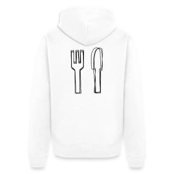 Besteck handgezeichnet - Unisex Premium Bio Zip Hoodie - Weiß - Hinten - Thijin (182cm)