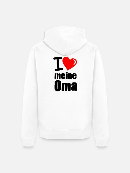I Love meine Oma - Unisex Premium Bio Zip Hoodie - Weiß