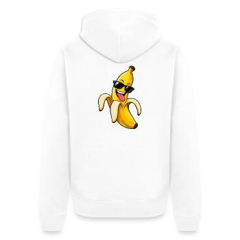 Schicke Bananen-Schwarzbrille - Unisex Premium Bio Zip Hoodie - Weiß - Hinten - Thijin (182cm)