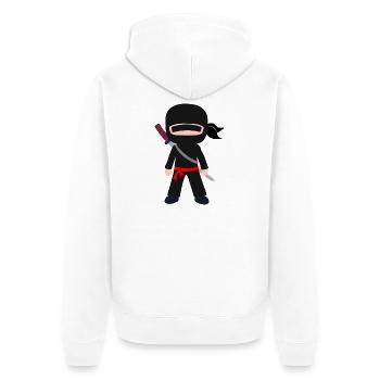 Ninja Cartoon mit Schwert - Unisex Premium Bio Zip Hoodie - Weiß - Hinten - Thijin (182cm)