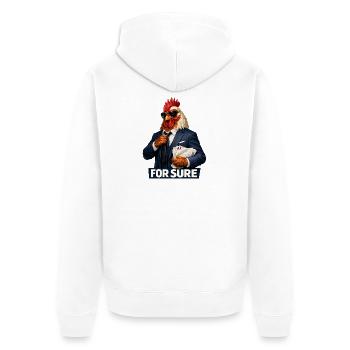 Sicher. - Unisex Premium Bio Zip Hoodie - Weiß - Hinten - Thijin (182cm)