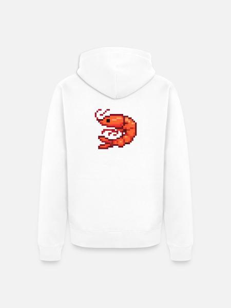 Pixel Shrimp Retro - Unisex Premium Bio Zip Hoodie - Weiß