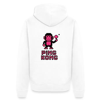 Ping Kong - Unisex Premium Bio Zip Hoodie - Weiß - Hinten - Thijin (182cm)