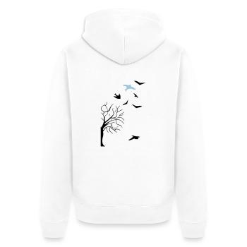 design - Unisex Premium Bio Zip Hoodie - Weiß - Hinten - Thijin (182cm)
