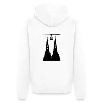 Köln - Domtürme plus Gondel - Unisex Premium Bio Zip Hoodie - Weiß - Hinten - Thijin (182cm)