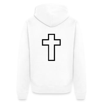 Kreuz - Unisex Premium Bio Zip Hoodie - Weiß - Hinten - Thijin (182cm)