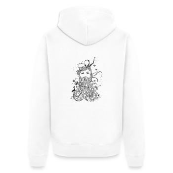 Wassermann - Unisex Premium Bio Zip Hoodie - Weiß - Hinten - Thijin (182cm)
