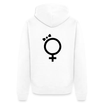 Geschlechtzeichen weibli - Veste à capuche bio Premium Unisexe - blanc - Dos - Thijin (182cm)