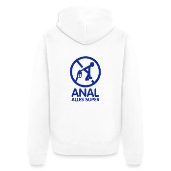 ANAL Alles Super - Unisex Premium Bio Zip Hoodie - Weiß - Hinten - Thijin (182cm)