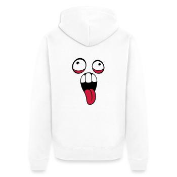 verrueckt gesicht kopf augen zunge mund rausstreck - Unisex Premium Bio Zip Hoodie - Weiß - Hinten - Thijin (182cm)