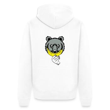 teddy bear smiling banana smiley face because - Unisex Premium Organic Zip Hoodie - white - Back - Thijin (182cm)