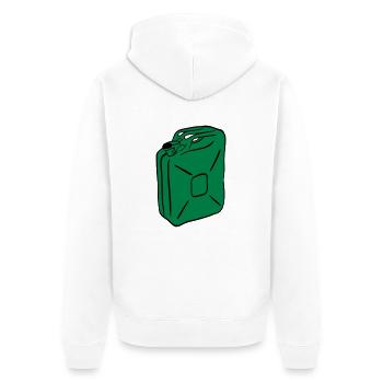 Benzin Kanister - Unisex Premium Bio Zip Hoodie - Weiß - Hinten - Thijin (182cm)