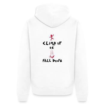 climb up - Unisex Premium Organic Zip Hoodie - white - Back - Thijin (182cm)