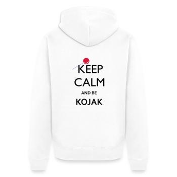 BE KOJAK - Unisex Premium Bio Zip Hoodie - Weiß - Hinten - Thijin (182cm)