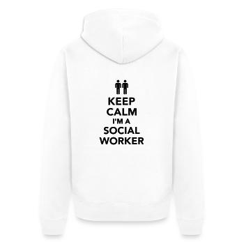 Sozialarbeiter - Unisex Premium Bio Zip Hoodie - Weiß - Hinten - Thijin (182cm)