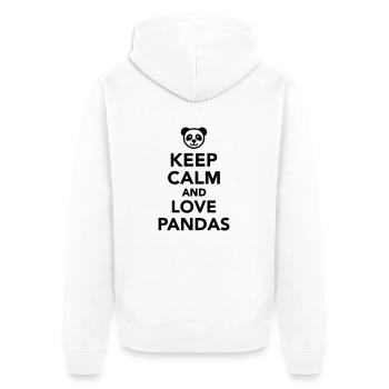 Keep calm and love Pandas - Unisex Premium Organic Zip Hoodie - white - Back - Thijin (182cm)