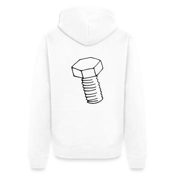 Schraube - Unisex Premium Bio Zip Hoodie - Weiß - Hinten - Thijin (182cm)