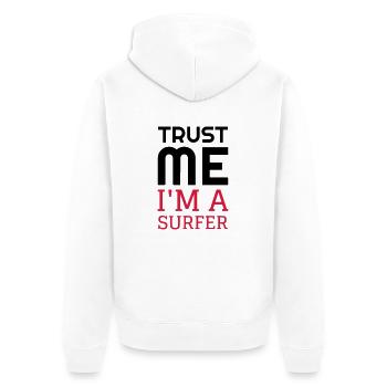 Surfen / Surfer / Surf / Surfing / Strand - Unisex Premium Bio Zip Hoodie - Weiß - Hinten - Thijin (182cm)