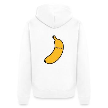 kleine suesse banane mit - Unisex Premium Bio Zip Hoodie - Weiß - Hinten - Thijin (182cm)