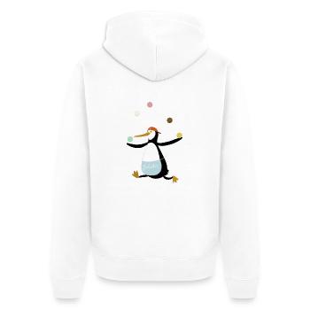 Pinguin jongliert Eis - Unisex Premium Bio Zip Hoodie - Weiß - Hinten - Thijin (182cm)