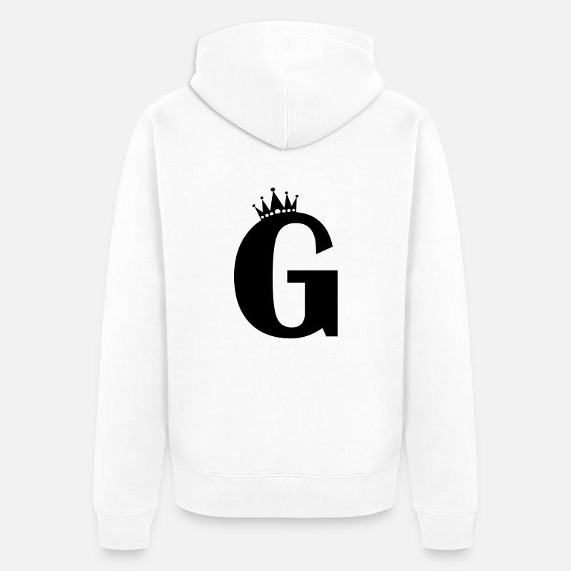 lettre G couronne - Veste à capuche bio Premium Unisexe - blanc
