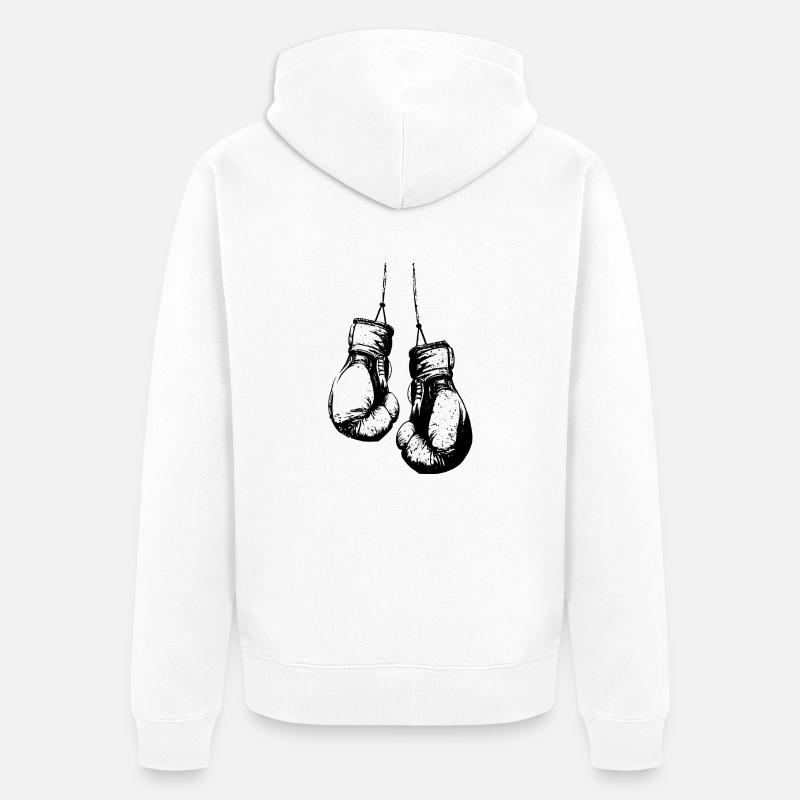 Gants de boxe suspendus noir - Veste à capuche bio Premium Unisexe - blanc