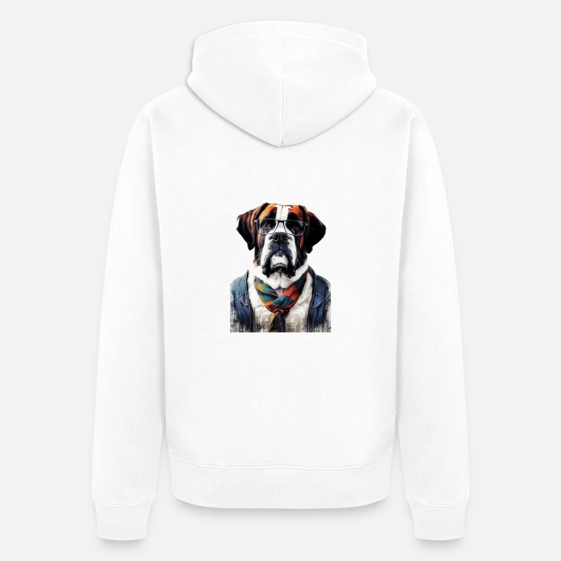 Hipster Dog Bernardine #Bernardyn - Veste à capuche bio Premium Unisexe - blanc