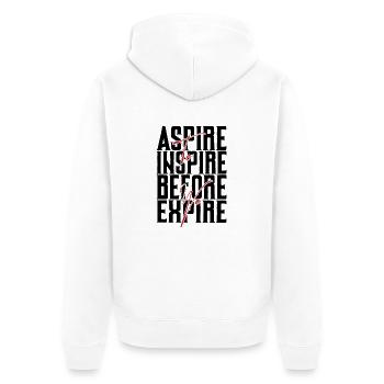 Aspire Before Expire black - Unisex Premium Organic Zip Hoodie - white - Back - Thijin (182cm)