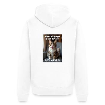 Un chat avec une légende amusante. - Veste à capuche bio Premium Unisexe - blanc - Dos - Thijin (182cm)