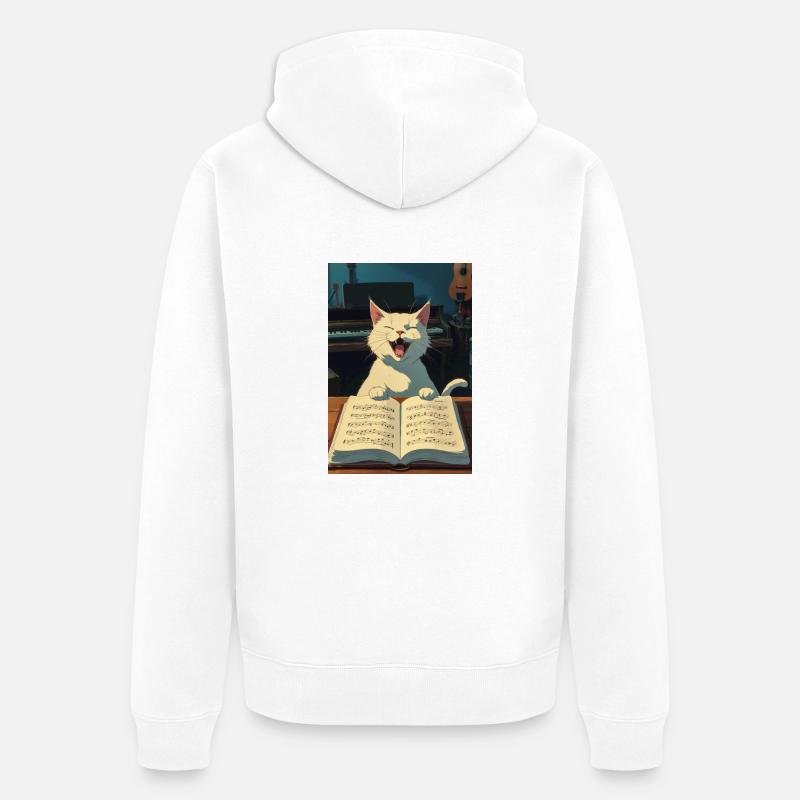 Un chaton mignon chante - Veste à capuche bio Premium Unisexe - blanc