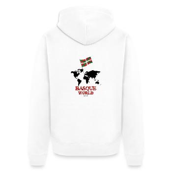 world_basque - Unisex Premium Organic Zip Hoodie - white - Back - Thijin (182cm)