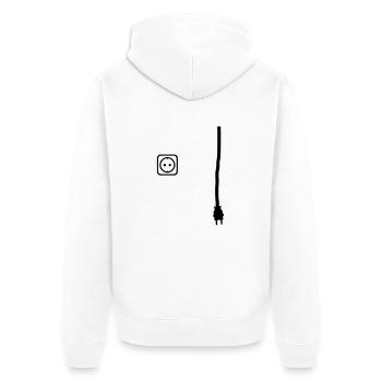 Stecker und Steckdose um Dinge unter Strom zu - Unisex Premium Bio Zip Hoodie - Weiß - Hinten - Thijin (182cm)