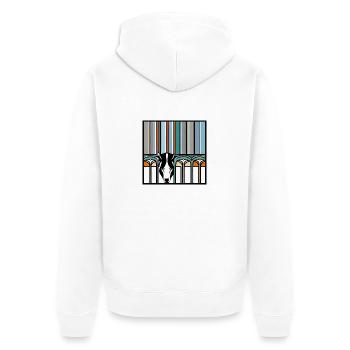 Pop-Art-Bär - Unisex Premium Bio Zip Hoodie - Weiß - Hinten - Thijin (182cm)