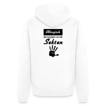 Allergisch gegen Sekten Geschenk - Unisex Premium Bio Zip Hoodie - Weiß - Hinten - Thijin (182cm)