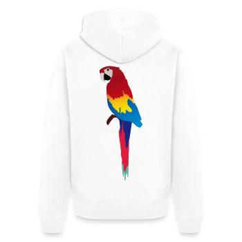 Bunter Papagei Print auf Kleidung - Unisex Premium Bio Zip Hoodie - Weiß - Hinten - Thijin (182cm)
