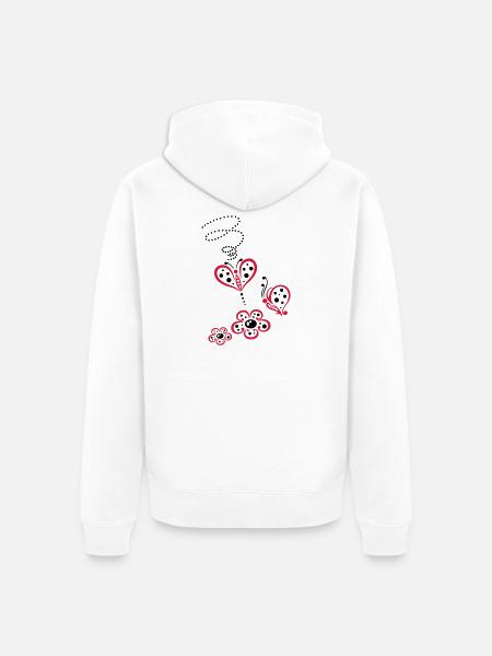 Bunte Schmetterlinge mit Blumen, Sommerwiese - Unisex Premium Bio Zip Hoodie - Weiß