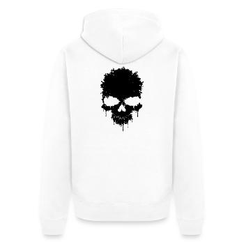 Schädel-Grunge - Unisex Premium Bio Zip Hoodie - Weiß - Hinten - Thijin (182cm)