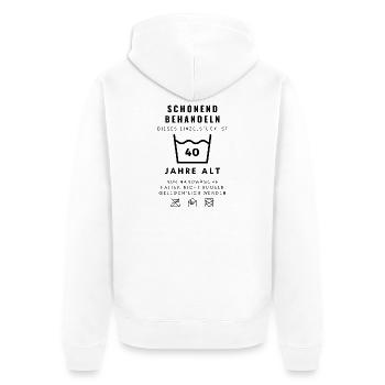 40. Geburtstag Geschenk für Jahrgang 1986 zum 40er - Unisex Premium Bio Zip Hoodie - Weiß - Hinten - Thijin (182cm)