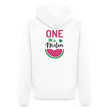 Eins in einer Melone - Unisex Premium Bio Zip Hoodie - Weiß - Hinten - Thijin (182cm)